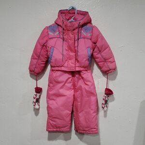 Pink Vintage Children's Snowsuit with Mittens